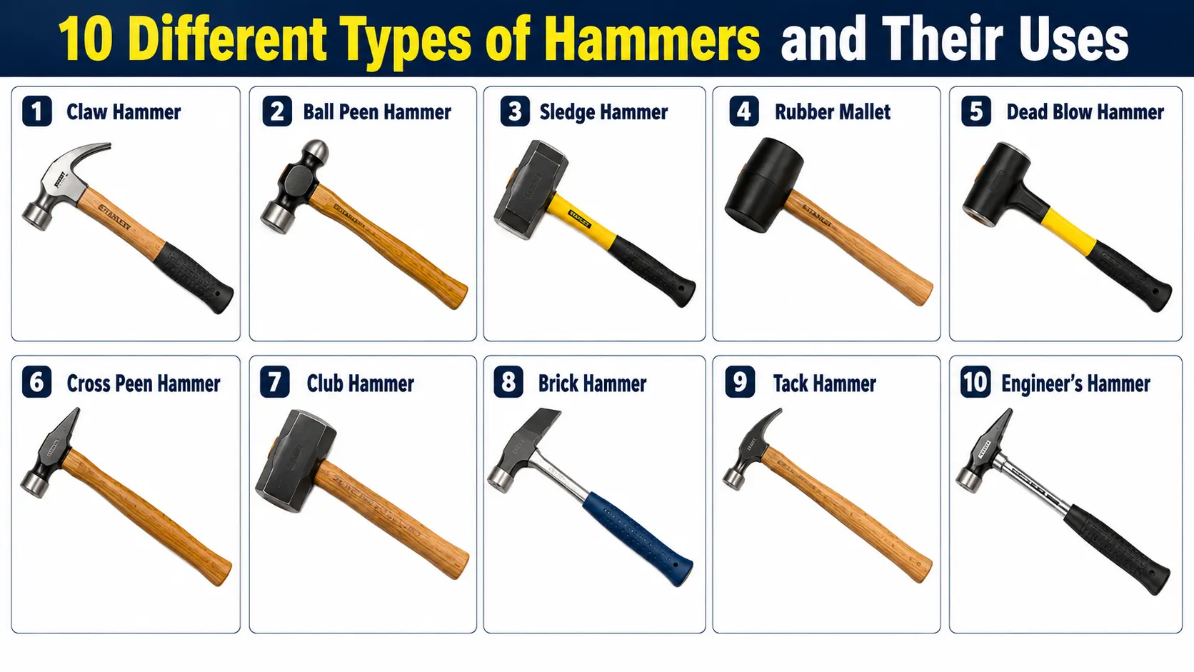 10 Different Types of Hammers