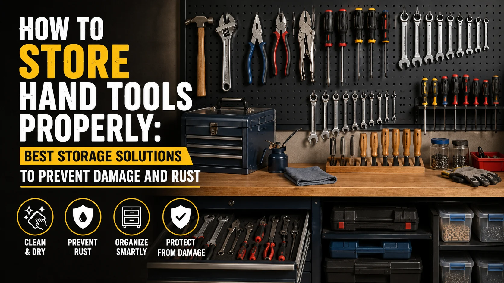 Proper hand tool storage and organization setup