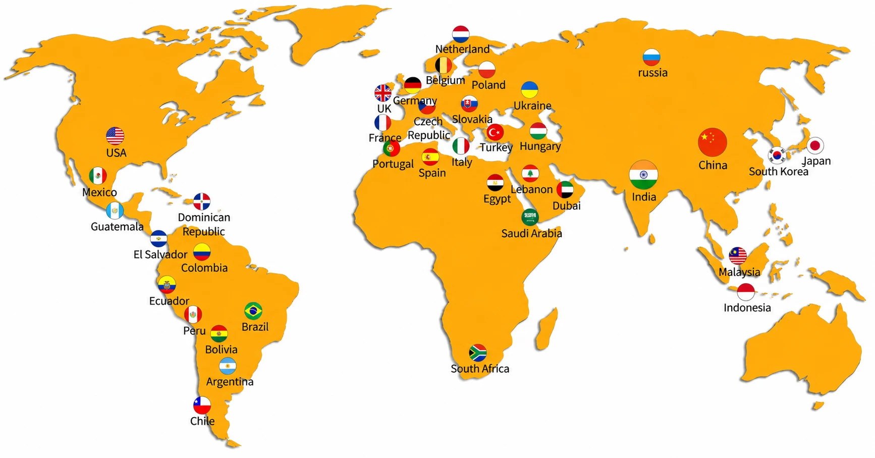 JCBL Hand Tools global export countries map