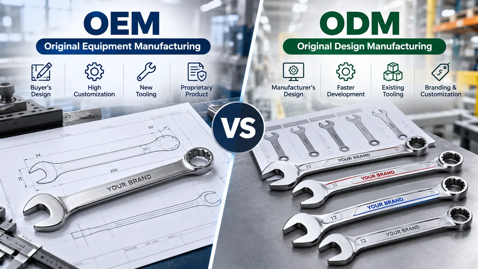 OEM vs ODM spanner manufacturing for B2B buyers
