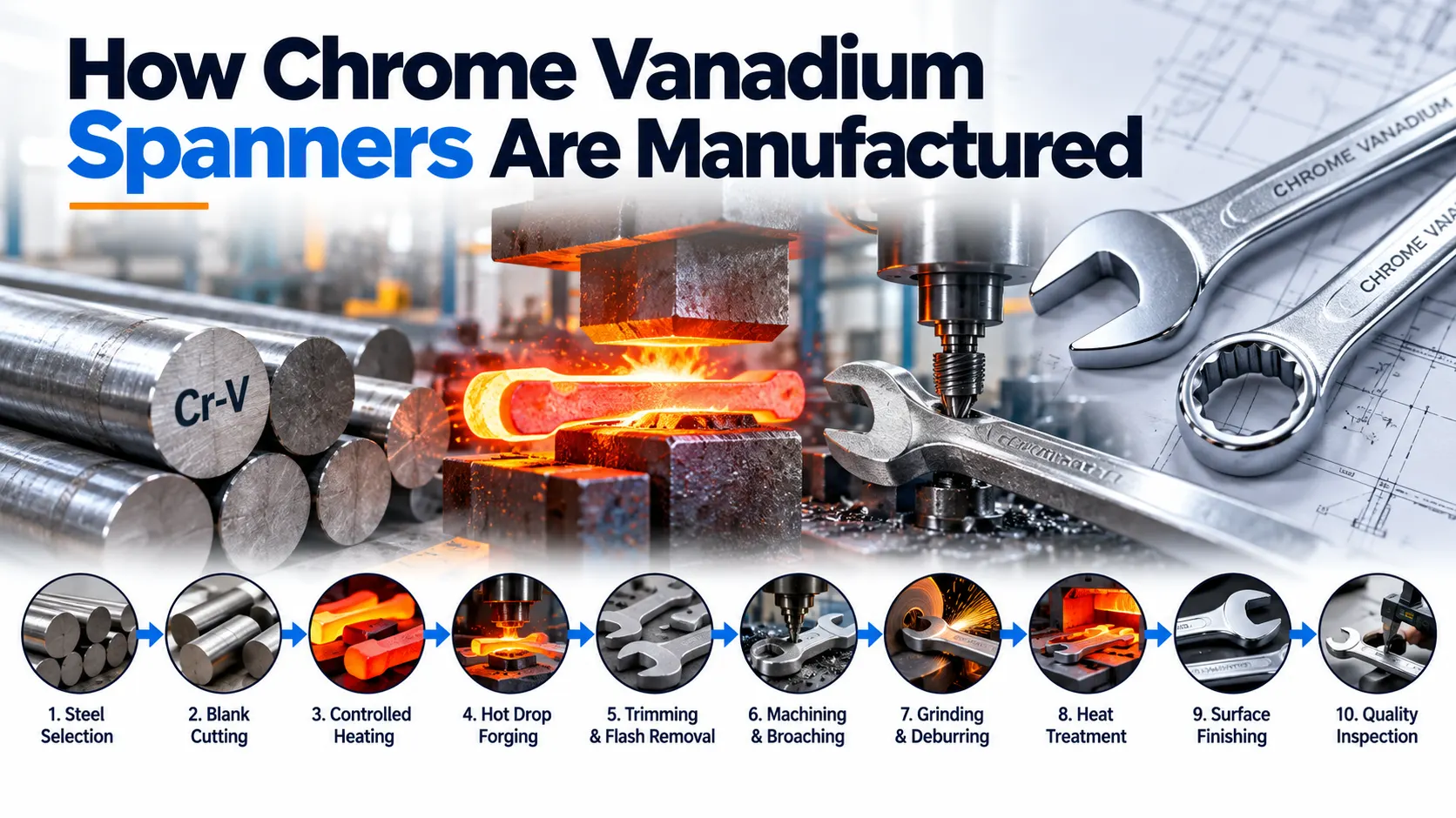 Chrome vanadium spanner manufacturing process