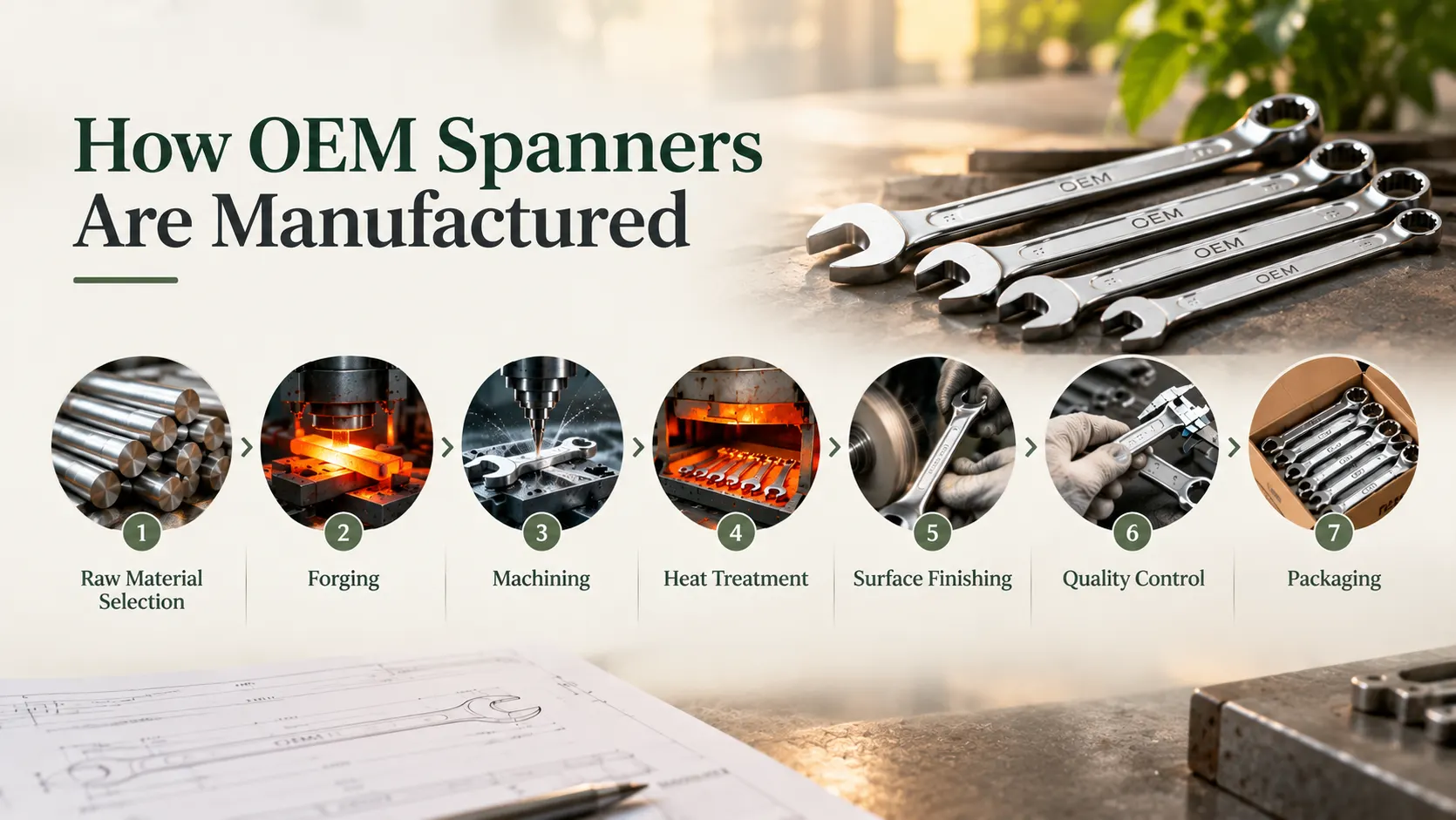 OEM spanner manufacturing process from forging to quality inspection